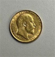 1908 8g GOLD SOVEREIGN GEORGE REX COIN