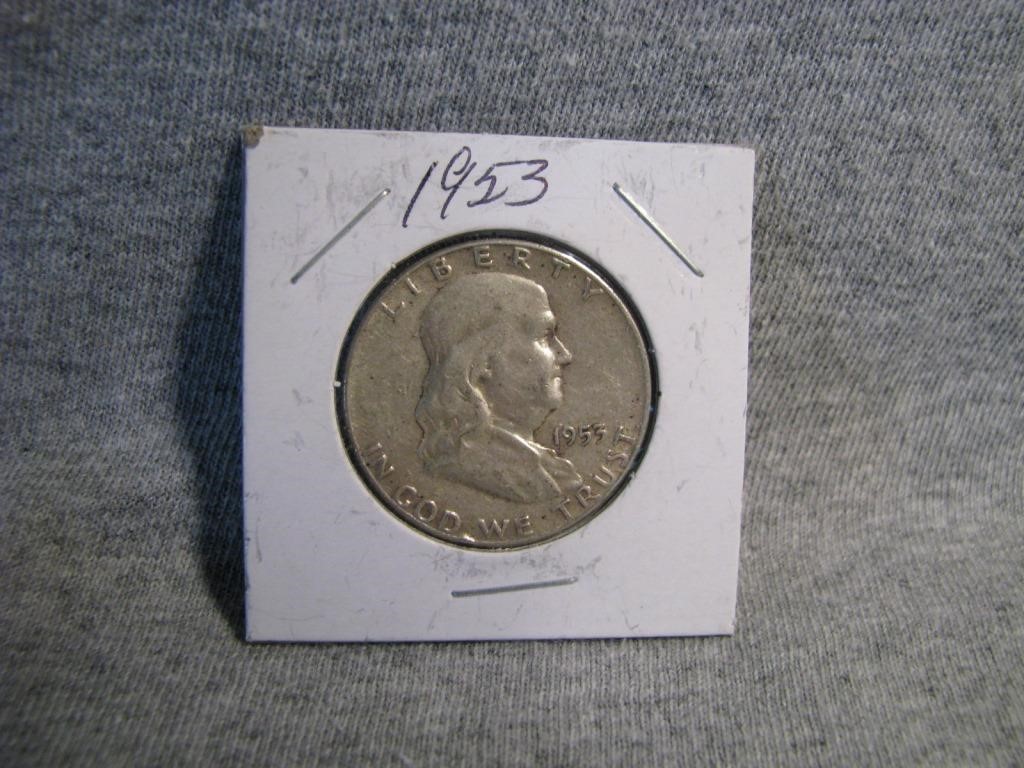 1953 Silver Ben Franklin half dollar