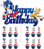 Sonic Birthday Cake Toppers  Boys Kids  13pcs Blue