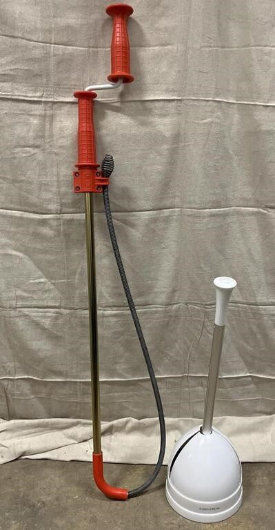 New Drain Auger and Toilet Plunger