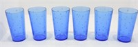 Cobalt glass set of 6 tumblers with stars, 5"