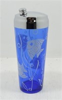 Cobalt glass angel fish cocktail shaker