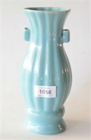 Chinese aqua glazed vase, twin tube handles