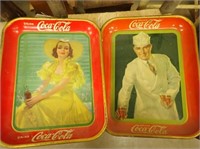 (2) Coca Cola Trays - 10 1/2"W x 13"H