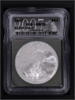 2007 $1 American Silver Eagle ICG MS70 Perfect!
