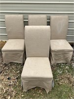 4 Wood Upholstered Dining Chairs