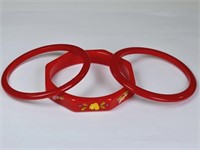 Vintage Red Bakelite Bangle Bracelets