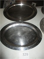 2 Stainless Oval Trays - 21 x 15