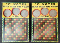 Vintage Gambling V Notes Punch Boards Lot UNUSED!