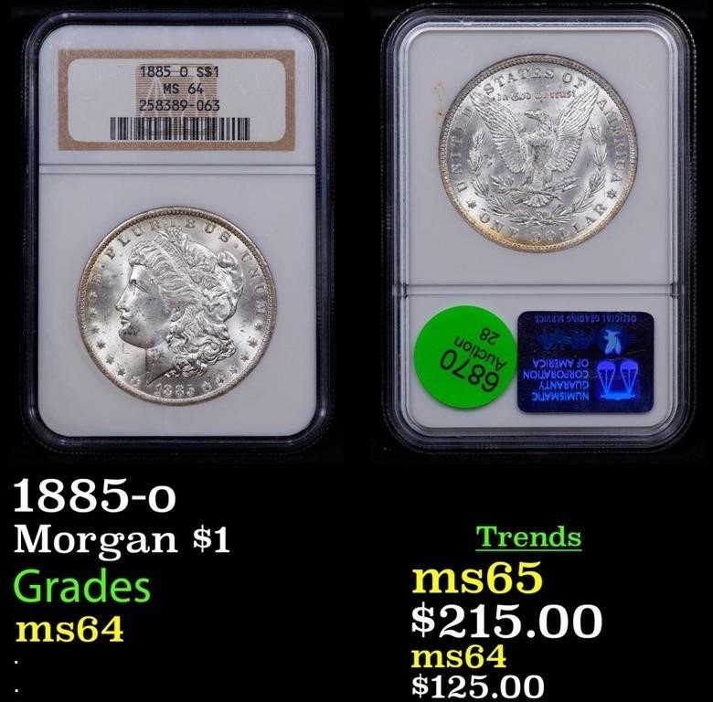 NGC 1885-o Morgan Dollar $1 Graded ms64 By NGC