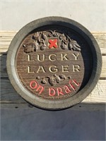 "Lucky Lager" Barrel Top Style Beer Art