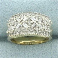 Baguette and Round Diamond Ring in 10k Yellow Gold