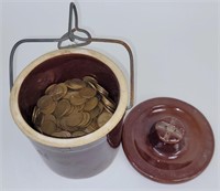 500+ Wheat Cents in Brown Crock - Unsearched