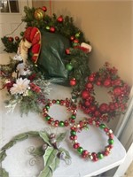 Christmas tree in bag. Garland table center piece