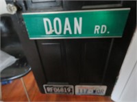 LICENSE PLATES, DOAN RD SIGN AND CABIN SIGN -