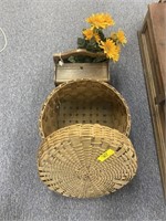 Wicker Basket & Small Wooden Caddy