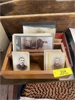 (2) Wooden Carrying Trays w/ Antique Post Cards