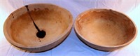 [M] ~ (Lot of 2) Large Wooden Mixing Bowls