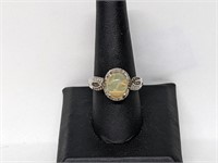 .925 Sterling Silver Moonstone/Diamond Ring