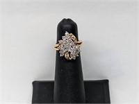 14K Two Tone 1.65CTW Diamond Cluster Ring