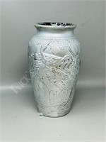 9" Medalta silver color pottery vase