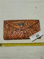 Tooled Leather Hand Purse / Clutch