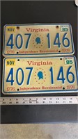 Pair of 1985 Virginia license plates