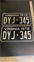 Pair of 1972  Virginia license plates