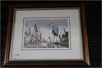 VIC GIBBONS FRAMED BIRD PRINT 16"X14"