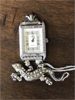 Lizzard Broche with Watch