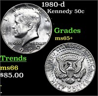 1980-d Kennedy Half Dollar 50c Grades GEM+ Unc