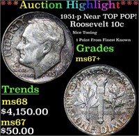 ***Auction Highlight*** 1951-p Roosevelt Dime Near