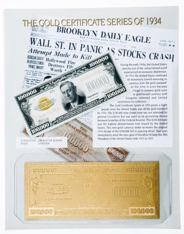 The Gold Certificate Series of 1934 - Collectible