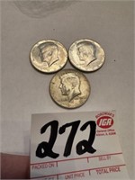 3 - 1968 Kennedy Half Dollars