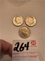 3 - 1973 Kennedy Half Dollars