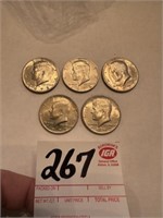 5 - 1972 Kennedy Half Dollars