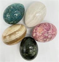 5 Alabaster Stone Marble Eggs
