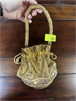 VTG BEADED DRAW STRING HANDBAG PURSE