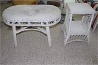 Oval Wicker Table 31" X 19"  and a Square Wicker