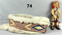 FUR AND QUILLED IROQUOIS CRADLE