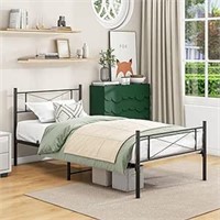 Metal Bed Frame with Headboard and Footboard No