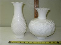 2 Vintage Milk Glass Lamp Globes