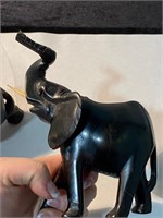 CARVED ELEPHANT AND CARVED RHINO