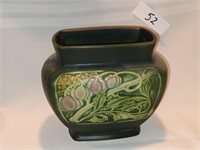 Roseville Green Rosecraft Panel Vase Pottery