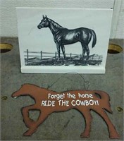 Etched Marble Horse & Metal Horse Wall Hanging