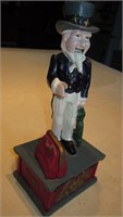 Cast Iron Repro Uncle Sam Mechanical Coin Bank