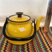 Super Cute Bright Yellow and Black Metal Tea Pot