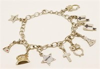 Sterling Silver Charm Bracelet 7.5" 15.5g