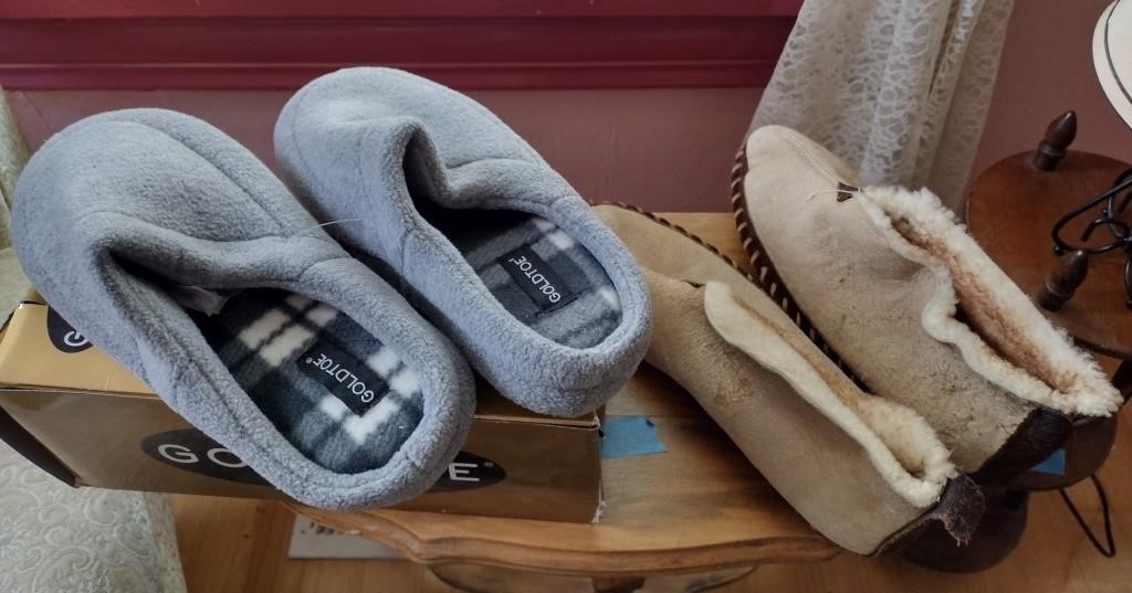 TWO PAIR SLIPPERS, ONE NEW