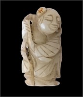 Antique Chinese Jade Figurine of Man w/ Scepter